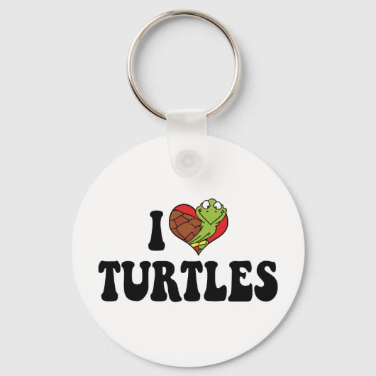 Ik hou van Heart Turtles Sleutelhanger (Voorkant)