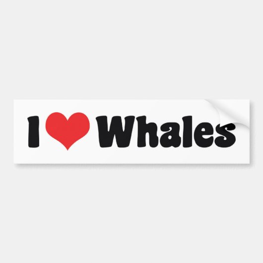 Ik hou van Heart Whales - Walvisliefhebber Bumpersticker (Voorkant)