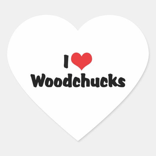 Ik hou van Heart Woodchucks Hart Sticker (Voorkant)