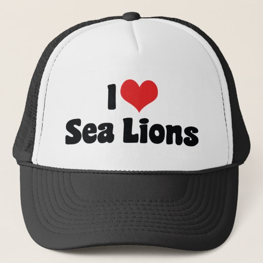 Ik hou van Heart Zeeleeuwen Trucker Pet (Voorkant)
