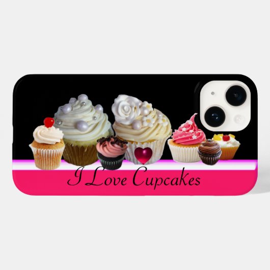 IK HOU VAN HEERLIJKE CUPCAKES Roze,Fuchsia Wit Case-Mate iPhone Case (Achterkant (horizontaal))