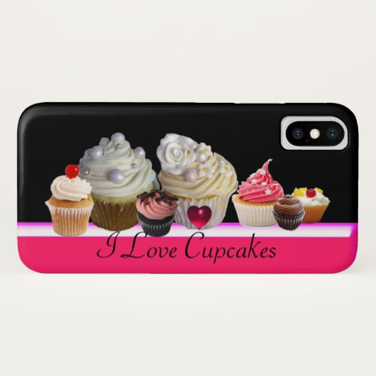 IK HOU VAN HEERLIJKE CUPCAKES Roze,Fuchsia Wit Case-Mate iPhone Case (Achterkant (horizontaal))