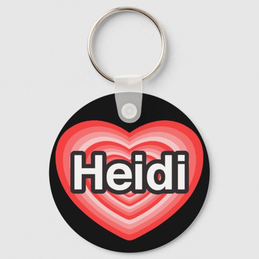 Ik hou van Heidi. Ik hou van je Heidi. Hart Sleutelhanger (Voorkant)