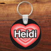 Ik hou van Heidi. Ik hou van je Heidi. Hart Sleutelhanger (Voorkant)