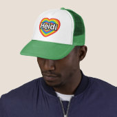 Ik hou van Heidi. Ik hou van je Heidi. Hart Trucker Pet (In situ)