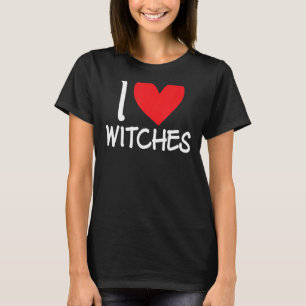 Ik hou van heksen Halloween Scary Costume Broom Wo T-shirt