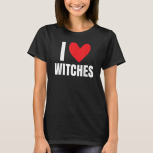 Ik hou van heksen Halloween Scary Costume Broom Wo T-shirt