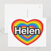 Ik hou van Helen. Ik hou van je Helen. Hart Briefkaart (Voorkant / Achterkant)
