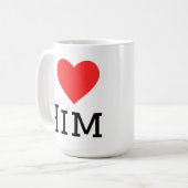 Ik hou van hem vierkante sticker koffiemok (Voorkant links)