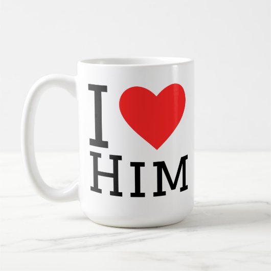 Ik hou van hem vierkante sticker koffiemok (Links)