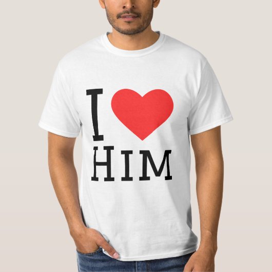 Ik hou van hem vierkante sticker t-shirt (Voorkant)