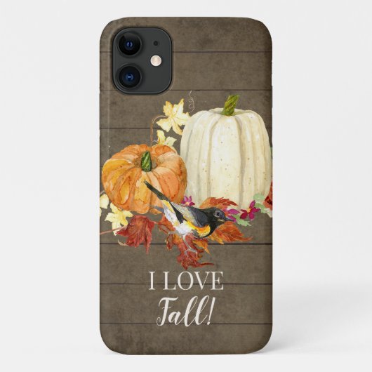 Ik hou van herfst bladeren vogel pompoenen rustiek Case-Mate iPhone case (Achterkant)