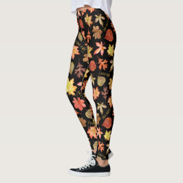 Ik hou van herfst herfstbladeren en tekstpatroon z leggings
