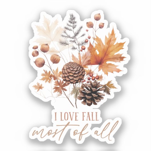 Ik hou van Herfst het meest van alle bladeren blad Sticker (Voorkant)