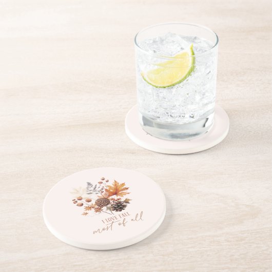 Ik hou van Herfst het meest van alle bladeren blad Zandsteen Onderzetter (Zijkant)