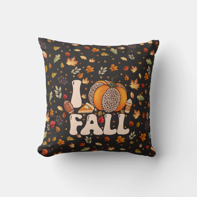 Ik hou van herfst oranje pompoenpatroon kussen (Voorkant)