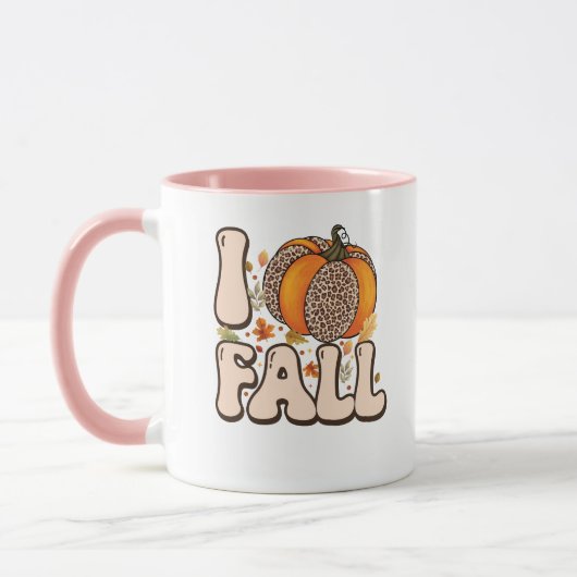 Ik hou van herfst oranje pompoenpatroon mok (Links)