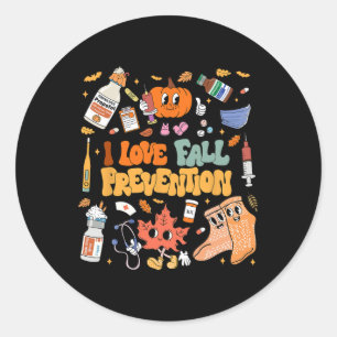 Ik hou van Herfst Preventie Thanksgiving Nurse Phy Ronde Sticker