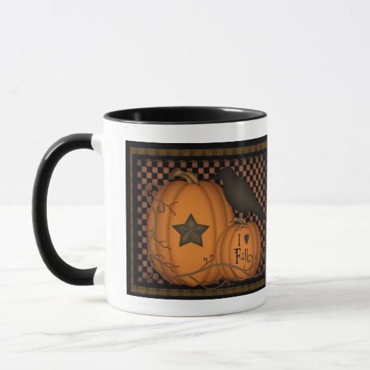 Ik hou van Herfst Pumpkin Crow Mok (Links)