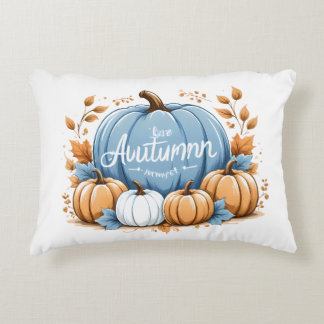 Ik hou van herfst's Dusty Blue en White Pumpkins Accent Kussen