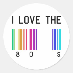 Ik hou van het 80's ontwerp ronde sticker