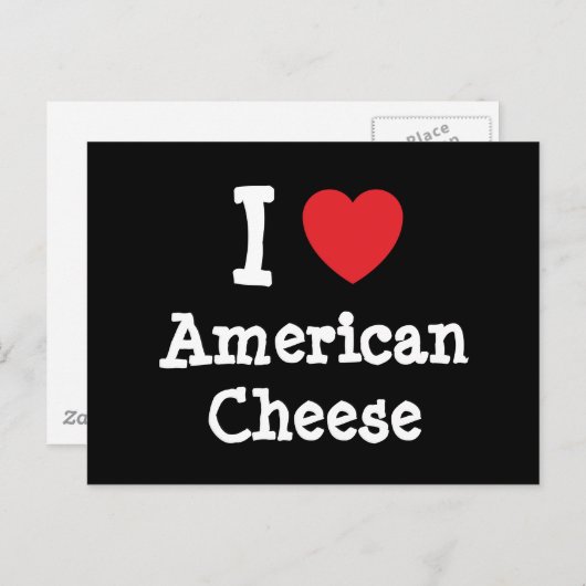 Ik hou van het Amerikaanse Cheese hart T-Shirt Briefkaart (Voorkant / Achterkant)