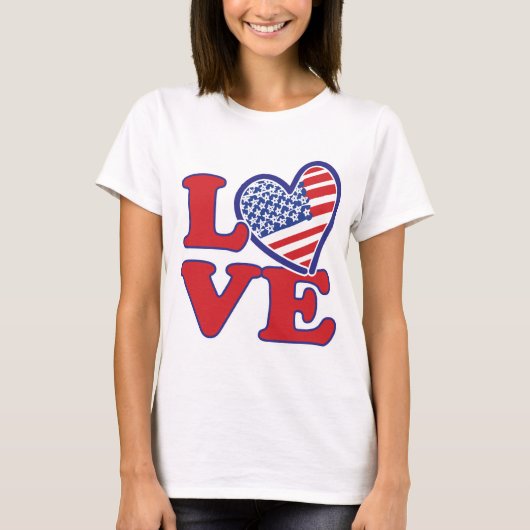 Ik hou van het Amerikaanse hart T-shirt (Voorkant)