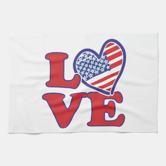 Ik hou van het Amerikaanse hart Theedoek (Horizontaal)