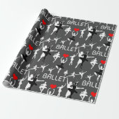 Ik hou van het balletpatroon. White Ballet Dancers Cadeaupapier (Uitgerold)