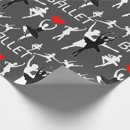 Ik hou van het balletpatroon. White Ballet Dancers Cadeaupapier (Hoek)