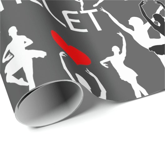 Ik hou van het balletpatroon. White Ballet Dancers Cadeaupapier (Rol Hoek)