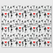 Ik hou van het balletpatroon. Zwarte balletdansers Cadeaupapier (Vlak)