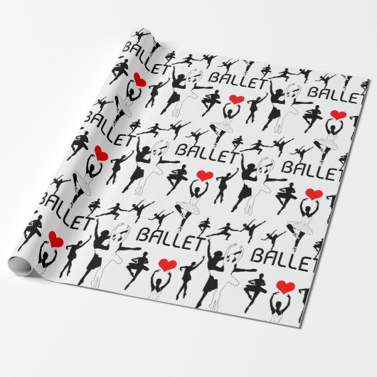 Ik hou van het balletpatroon. Zwarte balletdansers Cadeaupapier (Uitgerold)