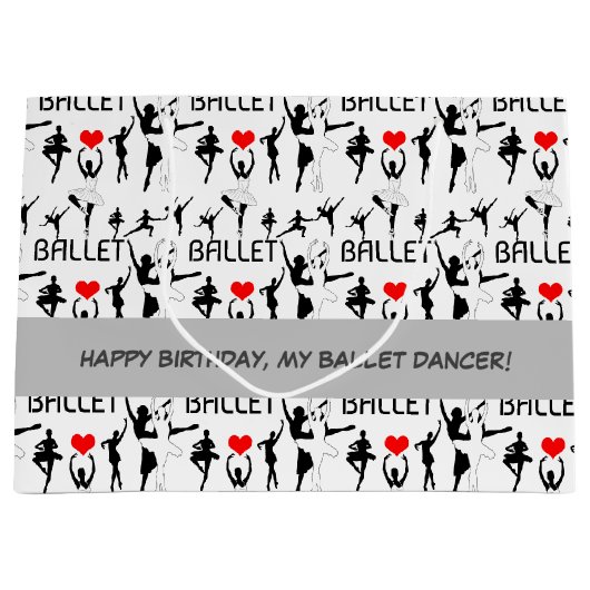 Ik hou van het balletpatroon. Zwarte balletdansers Groot Cadeauzakje (Voorkant)