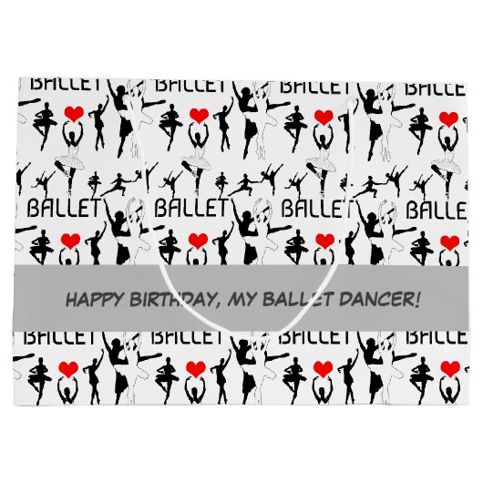 Ik hou van het balletpatroon. Zwarte balletdansers Groot Cadeauzakje (Achterkant)