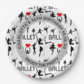 Ik hou van het balletpatroon. Zwarte balletdansers Papieren Bordje (Voorkant)