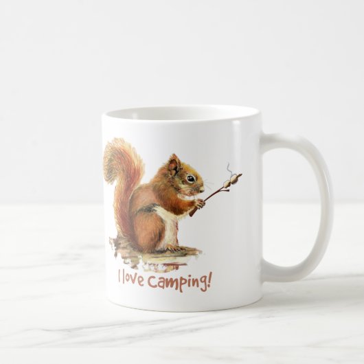 Ik hou van het CAMPING Fun Squirrel Cute Animal Qu Koffiemok (Rechts)