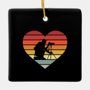 Ik hou van het fotograferen van hart keramisch ornament