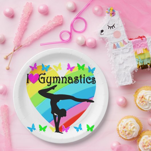 IK HOU VAN HET GYMNASTISCHE ONTWERP PAPIEREN BORDJE (Feest)