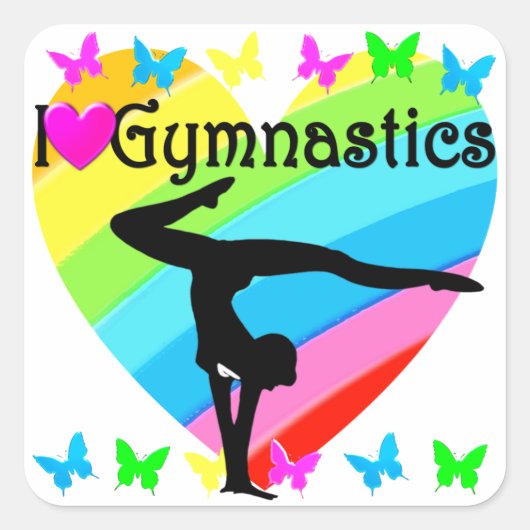 IK HOU VAN HET GYMNASTISCHE ONTWERP VIERKANTE STICKER (Voorkant)