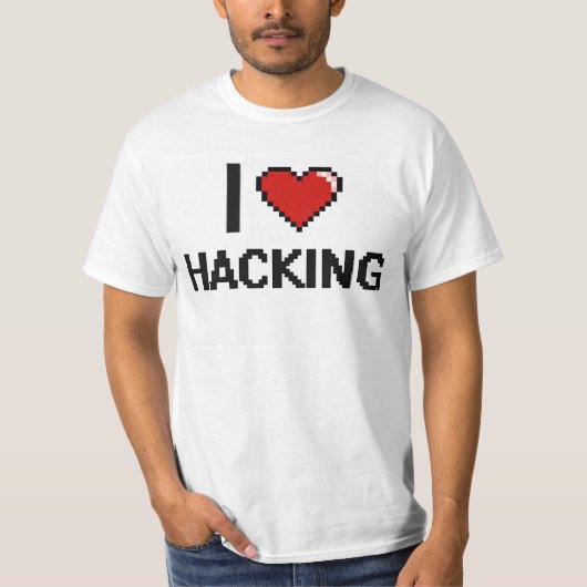 Ik hou van het hacken van digitaal Retrodesign T-shirt (Voorkant)
