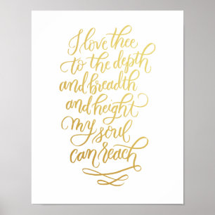 Ik hou van het handschrift in Faux Folie Gold Poster
