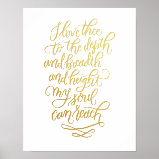 Ik hou van het handschrift in Faux Folie Gold Poster (Voorkant)