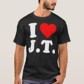 Ik hou van het hart Grappige JT naam T-shirt (Voorkant)