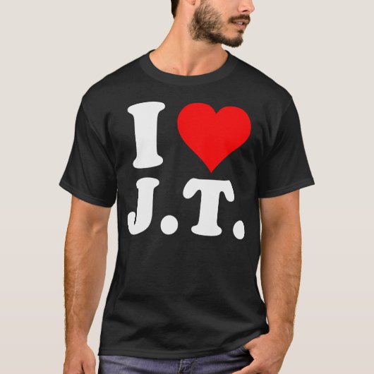 Ik hou van het hart Grappige JT naam T-shirt (Voorkant)