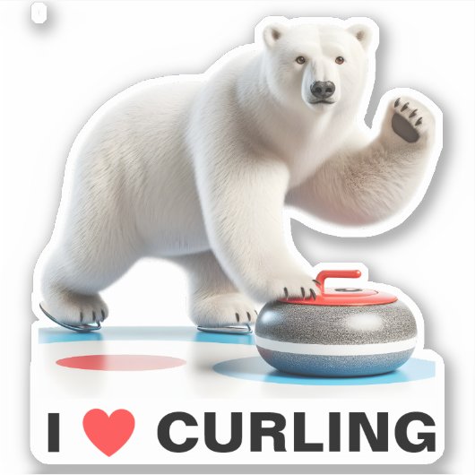 Ik hou van het krullen van polair beer sticker (Voorkant)