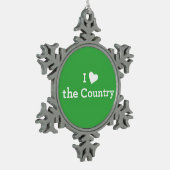 Ik hou van het land tin sneeuwvlok ornament (Links)