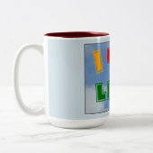 "Ik hou van het leven!" KoffieMok Tweekleurige Koffiemok (Links)