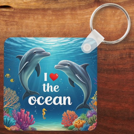 Ik hou van het Ocean Sleutelhanger (Achterkant)