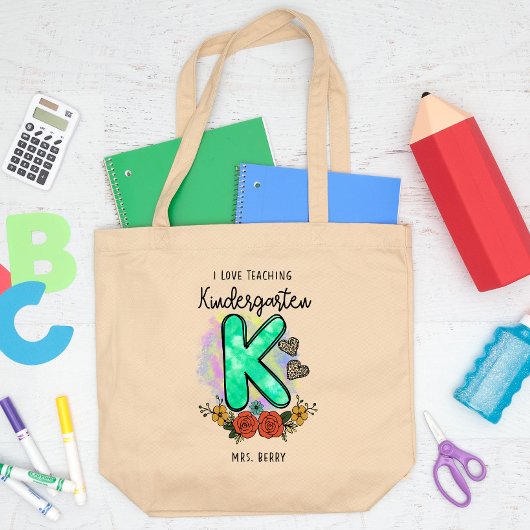 Ik hou van het onderwijs Kindergarten toevoegen Jo Grote Tote Bag